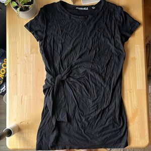 VINCE Black Knotted T Shirt Casual Vacation Dress Small